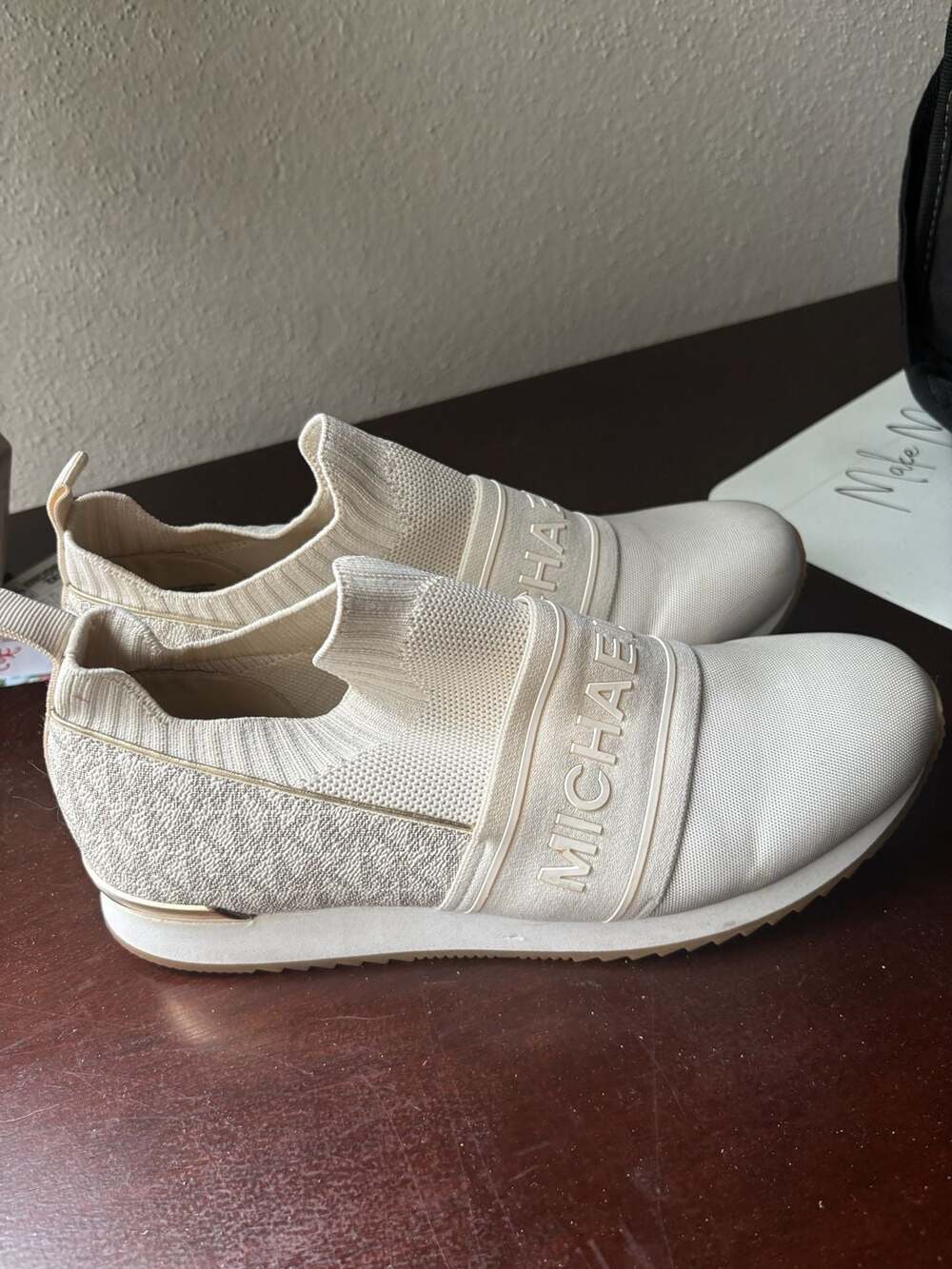 Michael Kors Bodie Slip-On Mesh Sneakers in Pale Gold/Beige - Picture 2 of 6
